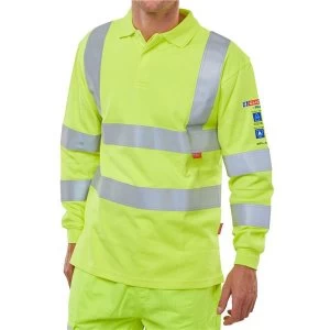 image of Click Arc Compliant Polo L Sleeve Fire Retardant 2XL Yellow Ref