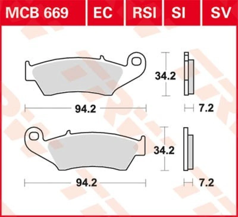 Image of TRW MCB669SV Brake pad set Brake Pad Set,disc brake (402)