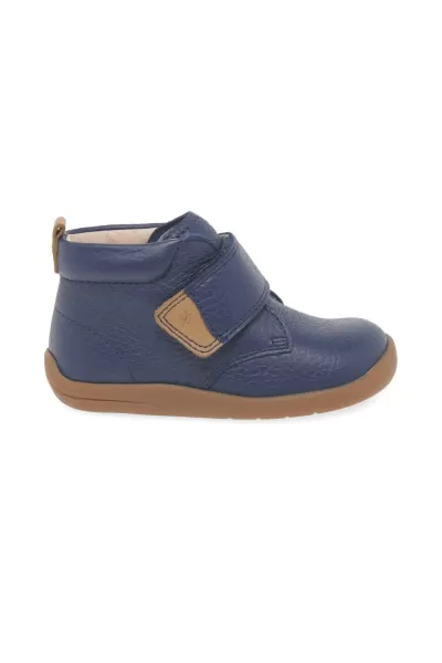 Image of Start-rite Totter French Navy Leather Strap Boot, Navy, Size 4 Younger