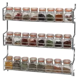 image of Hahn Rack & Rail Company Metal Wall / Cupboard 3 Tier Spice Rack - Chrome