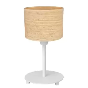 image of Abba Table Lamp With Round Shade Natural Rattan, White 20cm