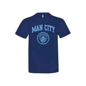 Image of Man City Crest T Shirt Navy Adults L