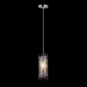 image of Netlighting Modern Hanging Pendant Chrome 1 Light with Glass Shade, E14