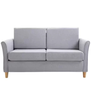 Image of HOMCOM Linen Upholstery Double Seat Sofa Compact Loveseat Couch Living Room Furniture 2 Seater Armrest Grey