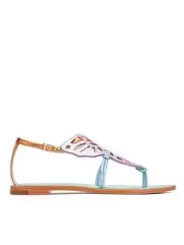 image of Sophia Webster Butterfly Flat Sandals - Pastel Metallic Mix