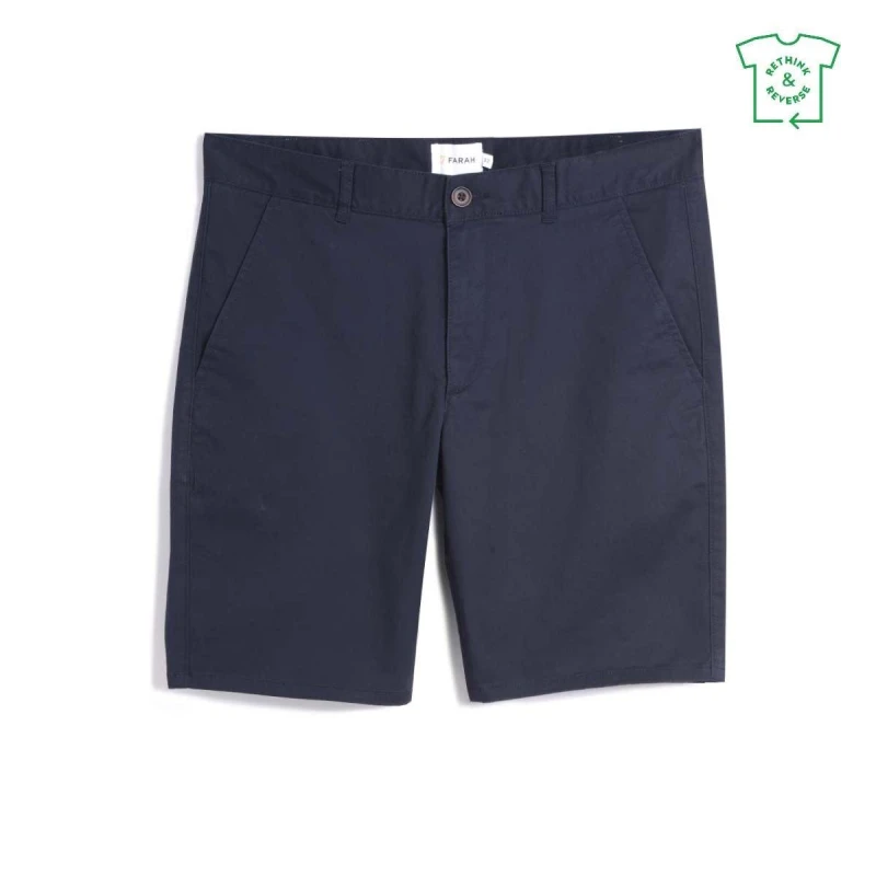 Image of Farah Hawk Twill Chino Shorts - Blue Blue 28 R