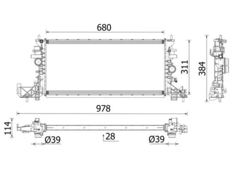 Image of MAHLE CR 2699 000P Engine radiator Aluminium, Brazed cooling fins, with sensor Radiator,engine cooling (470)