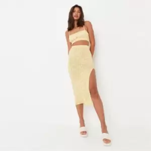 image of Missguided Coord Ruched Crop Midaxi Skirt Set Ditsy - Yellow