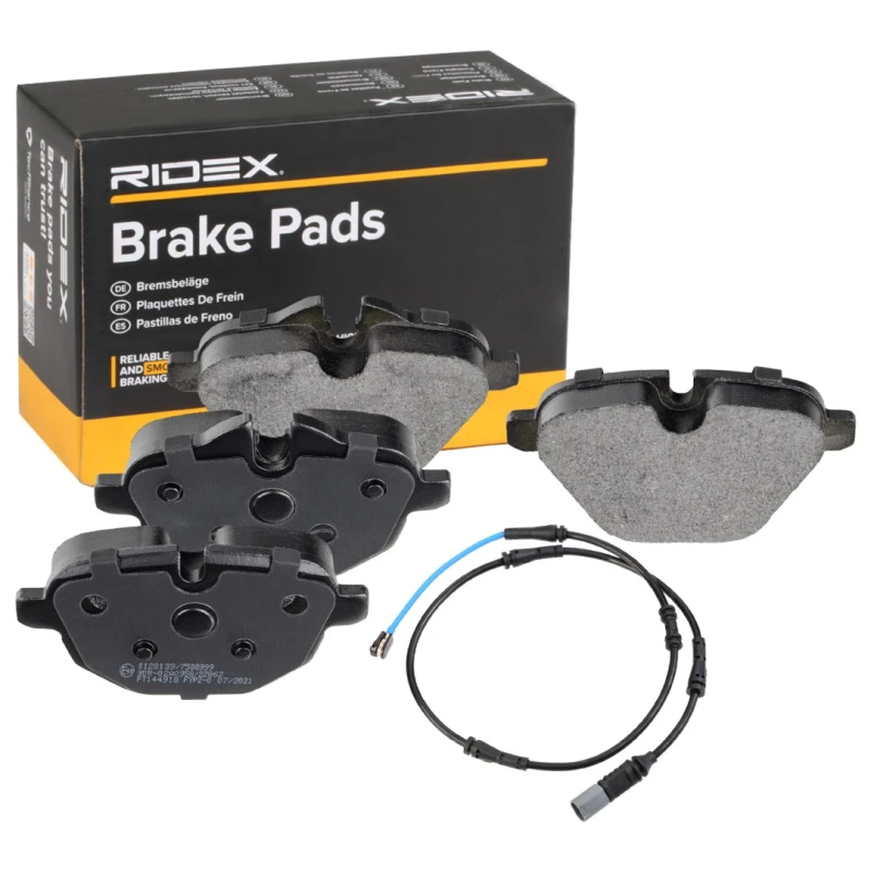 Image of RIDEX 402B1802 Brake pad set Rear Axle both sides, prepared for wear warning indicator Brake Pad Set,disc brake (402)