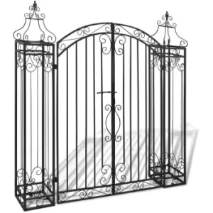 image of Ornamental Garden Gate Wrought Iron 122x20.5x134cm Vidaxl Black