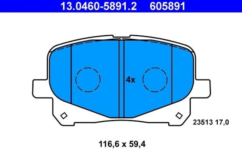 Image of ATE 13.0460-5891.2 Brake pad set excl. wear warning contact Brake Pad Set,disc brake (402)