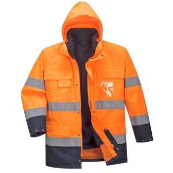 Image of Portwest Lite 3 in 1 Hi Vis Jacket and Detachable Fleece Orange / Navy 3XL