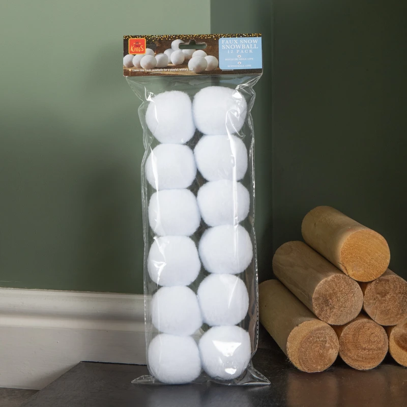 Image of 6cm 12 Pack of White Fabric Christmas Faux Snowballs