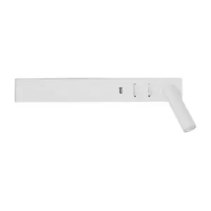 Image of Merano - Boulder Right Reading Light Sandy White Metal Adjustable - Switched usb Charger LED 3000K Backlight 5W 350Lm Reader 1x3W 210Lm