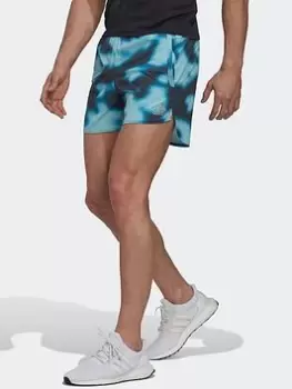 Image of adidas Run Icons Logo Graphic Aop Shorts, Multi Size M Men