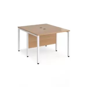 image of Office Desk 2 Person Rectangular Desk 1000mm Beech Tops With White Frames 1200mm Depth Maestro 25