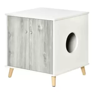 Image of Pawhut Cat Litter Box Enclosure With 2 Magnetic Doors - White