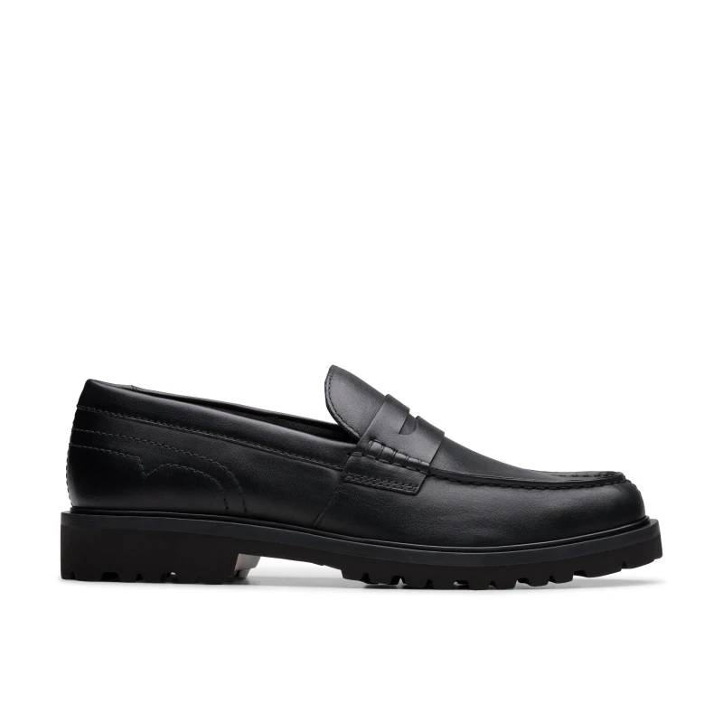 Image of Clarks Clarks Men Berwick Lo Black Leather Slip Ons Size: 7-Standard Fit Black 7-Standard Fit Male 5063421519242