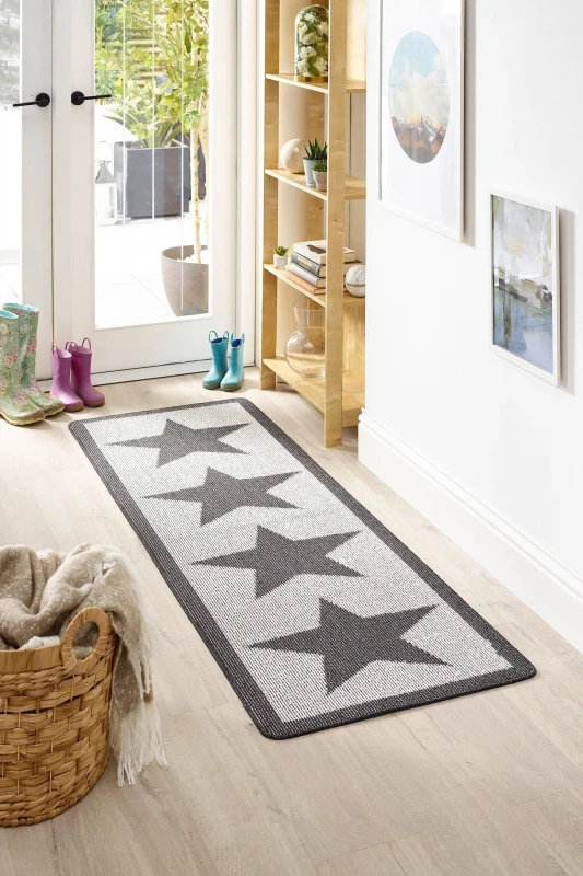 Image of MY UTILITY Utility Star Stain Resistant Runner Charcoal 067X100CM;067X150CM;067X200CM