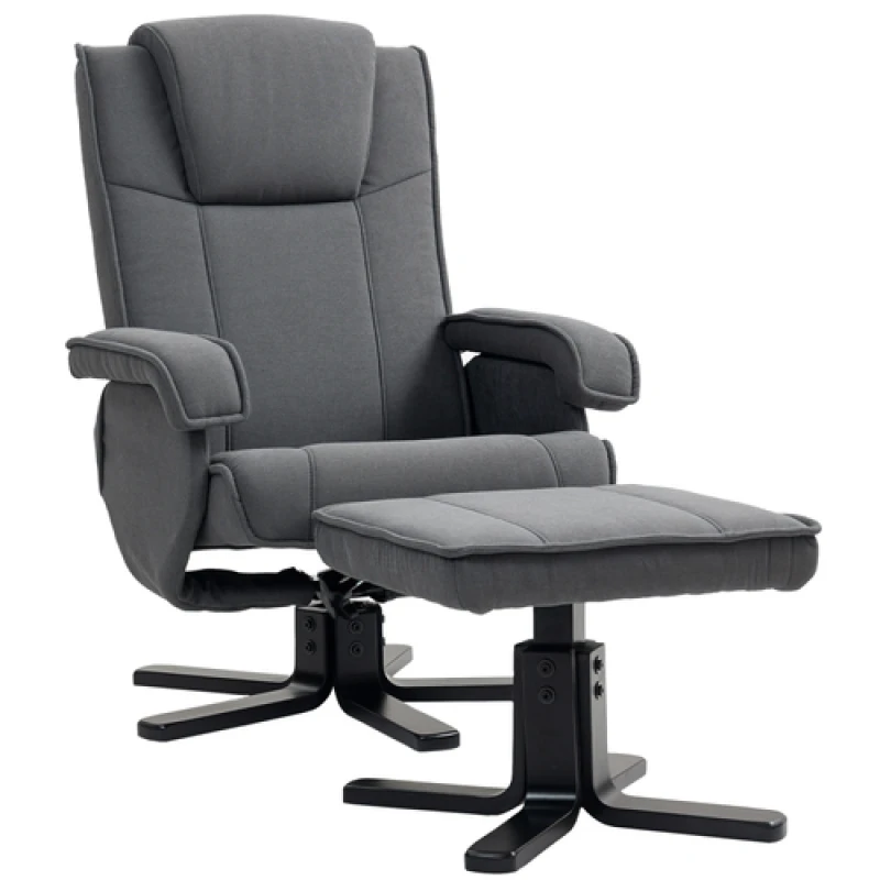 Image of HOMCOM HOMCOM Swivel Recliner Chair with Footstool, Velvet Upholstered in Charcoal Size: Armchair Charcoal Armchair Unisex 5063603638853