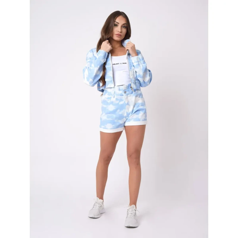 Image of Project X Paris Short shorts with clouds pattern For Her Project X Paris Bleu Female S
