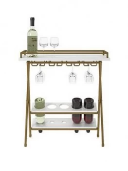 image of Cosmoliving Trevia Folding Wine Rack- White/ Gold