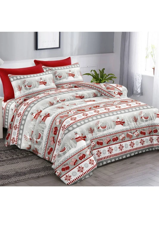 Image of Ezysleep Ezysleep Scandi Snowman Christmas Duvet Set in Grey Size: Single Grey Single Unisex 0721545336699