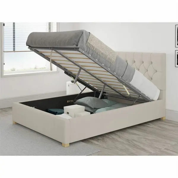Image of Aspire Aspire - Olivier Ottoman Upholstered Bed, Eire Linen, Off White - Ottoman Bed Size King 5ft - Off White 5057632044419