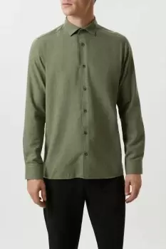 Mens Khaki Brushed Shirt