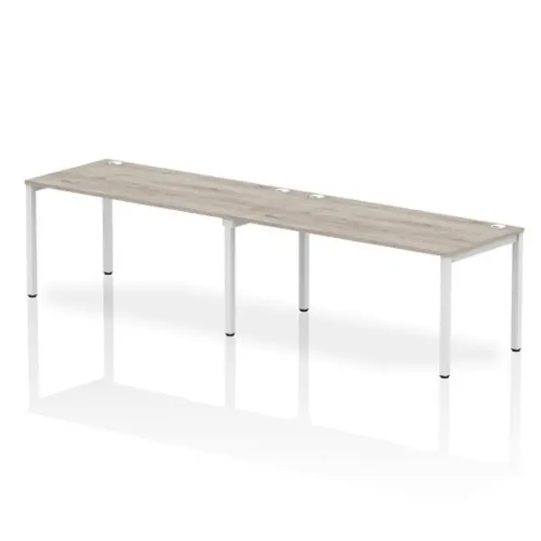 Image of Impulse Bench Single Row 2 Person 1600 White Frame Office Bench Desk Grey Oak