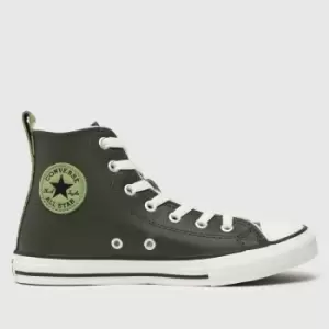 image of Converse Khaki All Star Hi Lined Junior Trainers