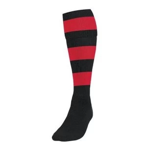 Image of Precision Hooped Football Socks Junior J12-2 Black/Red