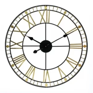 Hometime Metal Wall Clock Cut Out Roman Numerals 60cm