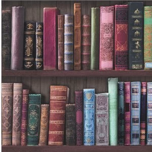 Image of Graham and Brown Fresco Bookshelf Wallpaper