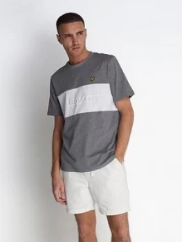Image of Lyle & Scott Colourblock T-Shirt With Embroidered Logo - Grey/Marl