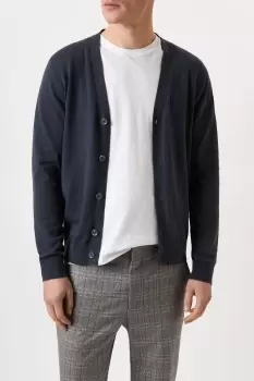 Image of Mens Cotton Rich Petrol Blue Knitted Cardigan