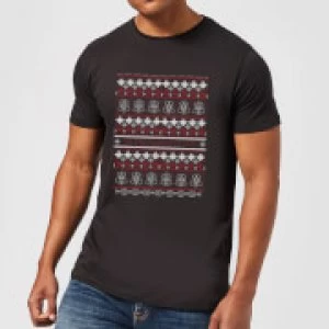 Image of Star Wars On The Naughty List Pattern Mens Christmas T-Shirt - Black