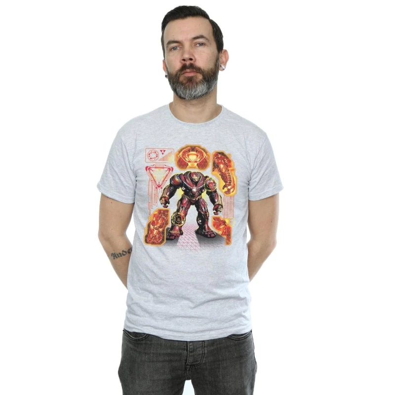 Image of Marvel Marvel Men Avengers Infinity War Hulkbuster Blueprint T-Shirt in Grey Size: Small Grey S Male 5057736705858