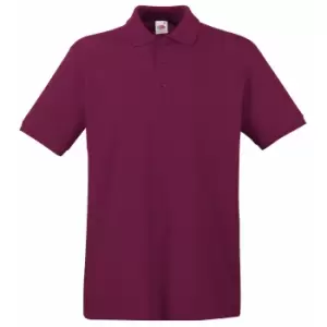 Image of Fruit Of The Loom Premium Mens Short Sleeve Polo Shirt (XL) (Burgundy)