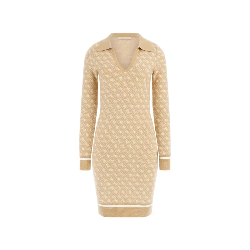Image of Guess Womens tight dress Guess Aubrey 4G Beige Female M