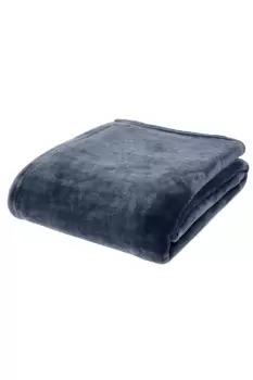 Image of Catherine Lansfield Raschel Velvet Touch Throw - Size: 200x240cm - Blue