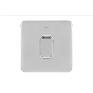 image of Schneider Electric Lisse Screwless Deco - Single High Current Light Switch with Neon Indicator, Double Pole, 50A, GGBL4011WPC, Polished Chrome with Wh