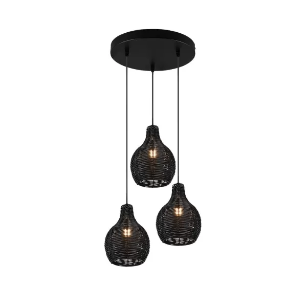 image of Sprout Modern 3 Light Cluster Pendant Ceiling Light Black