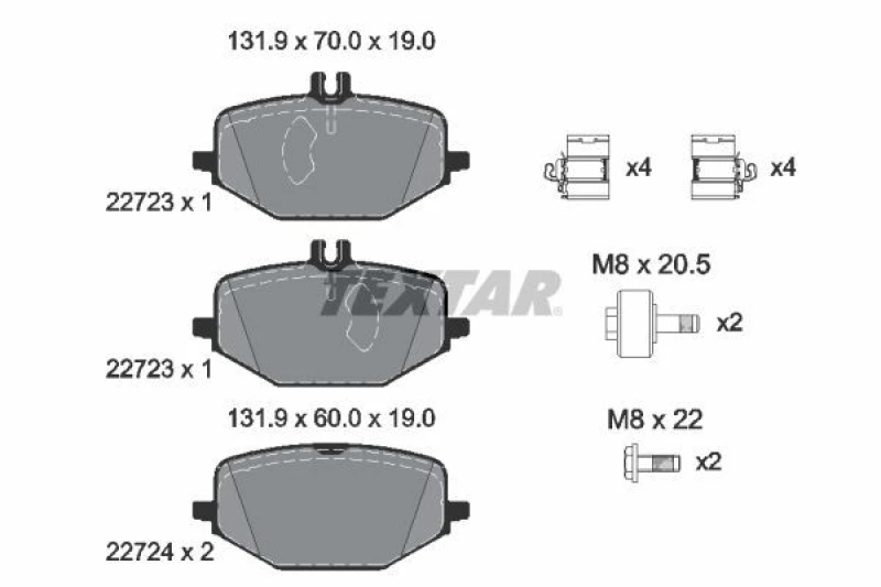 Image of Brake pad set TEXTAR 2272301