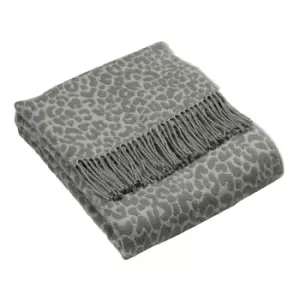Image of Mara Leopard Print Throw Grey