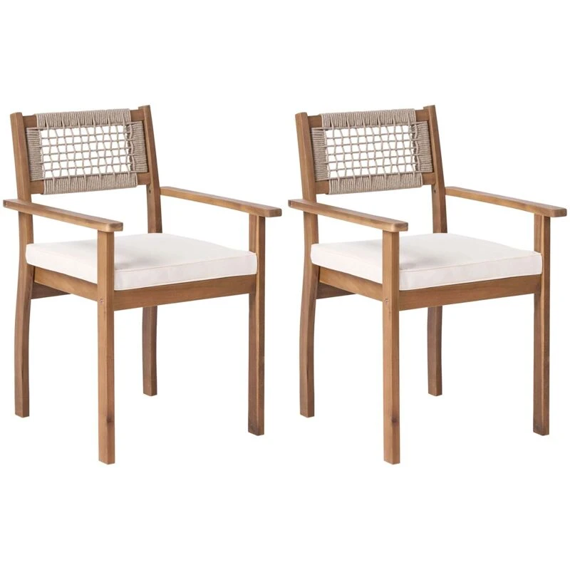 Image of Beliani Set Of 2 Garden Chairs Sumirago Acacia Wood Light Brown