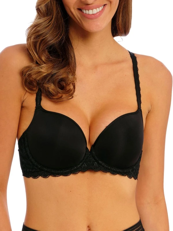 Image of Wacoal Womens Raffine Underwired Contour Bra in Black Size: 30E Black Female 30E