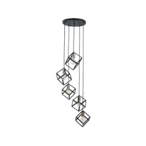 Image of Matt Black Metal Five Cube Pendant
