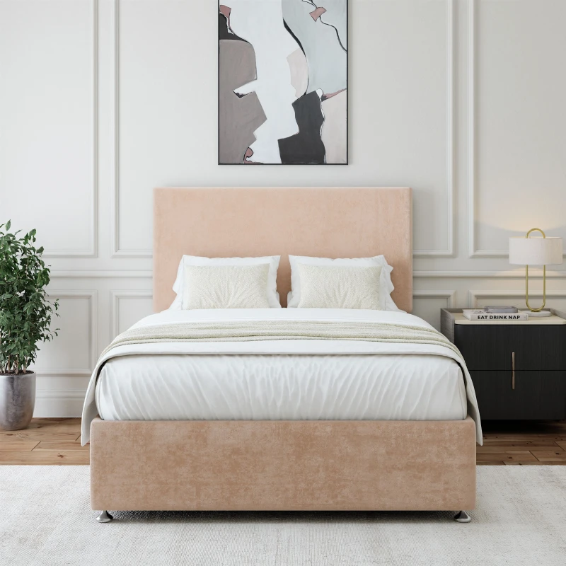Image of Bedmaster Bedmaster Luxury Velvet Divan Base in Light Brown Size: Double Light Brown Double Unisex 7867868302522