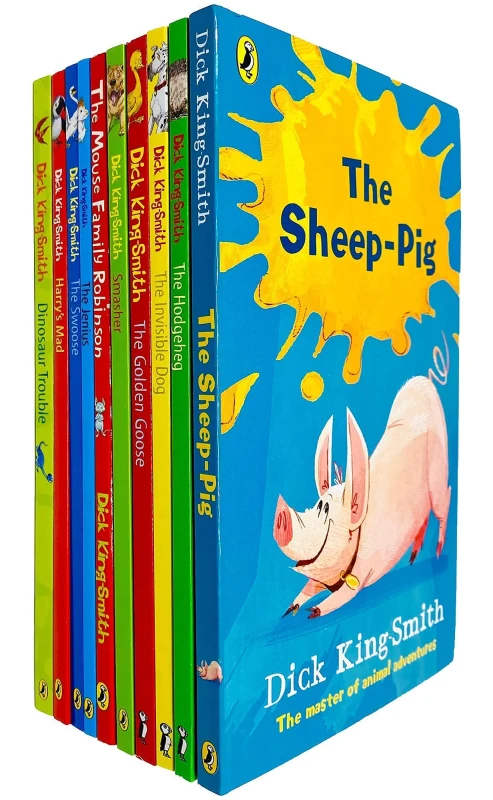 Image of Dick King-Smith 10 Book Set Featuring The Sheep-Pig The Hodgeheg The Invisible Dog The Golden Goose Smasher Dick King-Smith Books